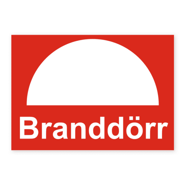 Skylten - Branddörr. Branddörr: Denna skylt markerar branddörrar och bör placeras tydligt för optimal säkerhet.