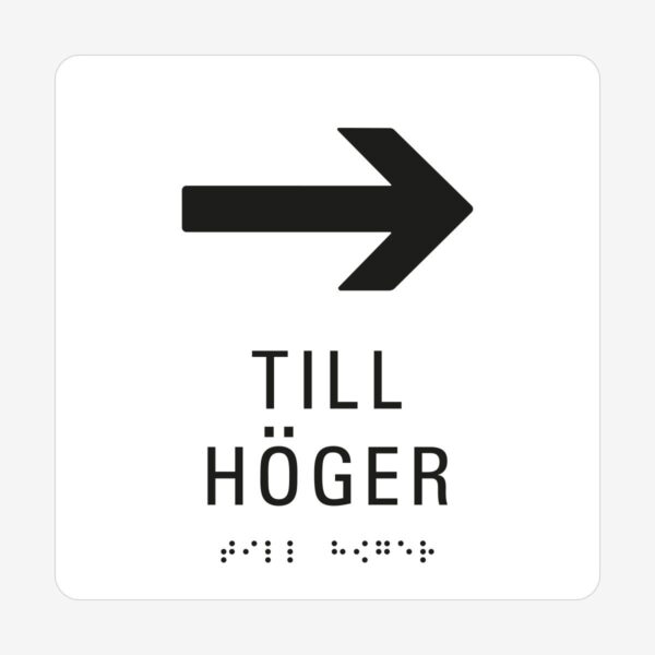 Pil till höger_taktil_skylt_vit