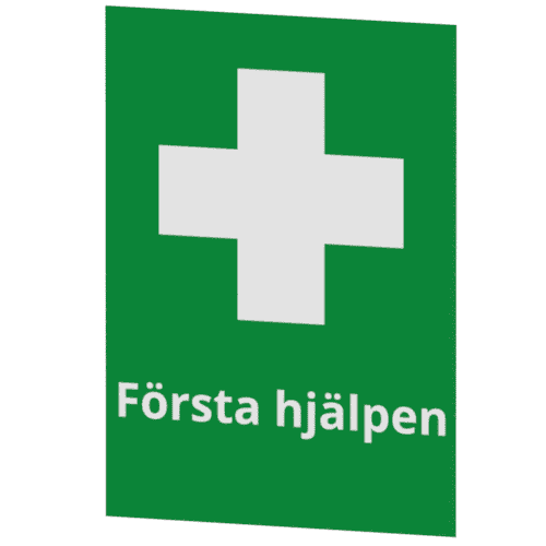 Skylten - Första hjälpen. Första hjälpen' skylten är en robust och hållbar lösning för att markera var första hjälpen finns tillgänglig.