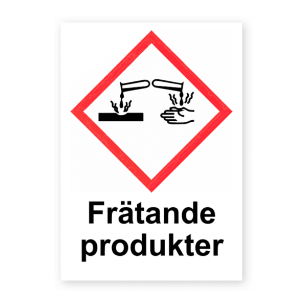 Skylten - Frätande produkter. Liten dekal för frätande produkter