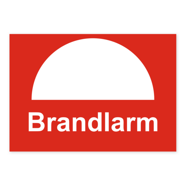 Skylten - Brandlarm, Flaggskylt. Brandlarm: Denna skylt identifierar var brandlarmet finns och bör placeras där det är mest synligt.