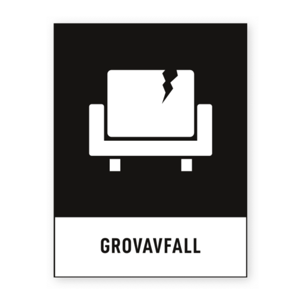 Skylten - Grovavfall. Enkel skylt för källsortering eller återvinning av grovavfall. Effektivt och standardiserat budskap.