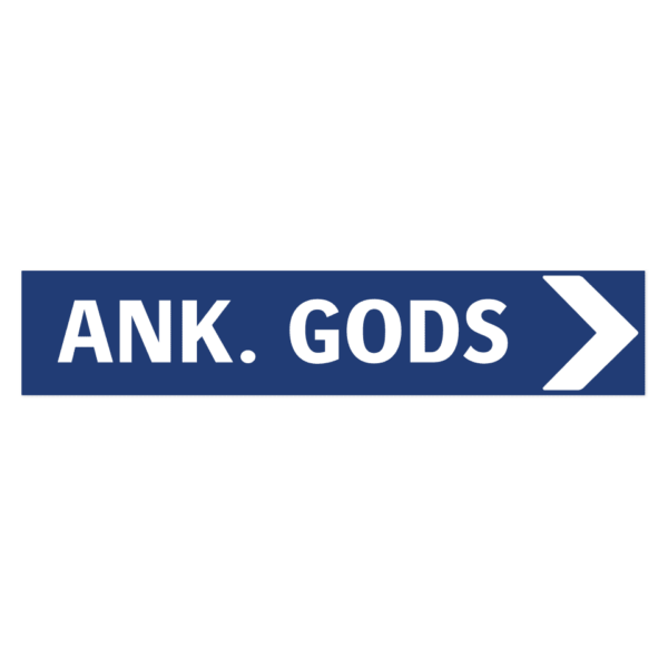 Skylten - Ankommande gods pil höger. Skylt för ankommande gods med högerpil, hjälper att guida transportörer till rätt plats. Tillgänglig i olika material av aluminium för vägg- eller stolpmontage.