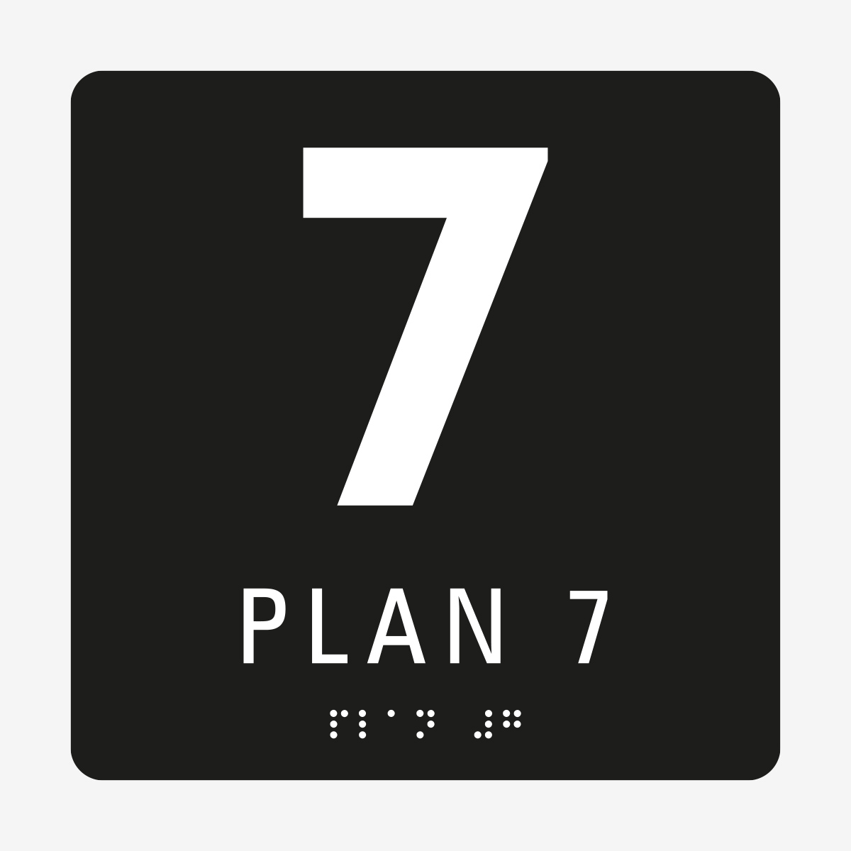 Plan 7, svart med vit text