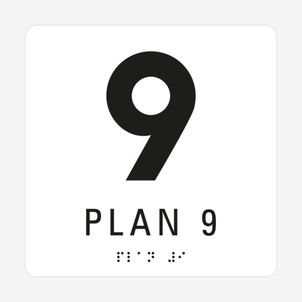 Plan 9, vit med svart text