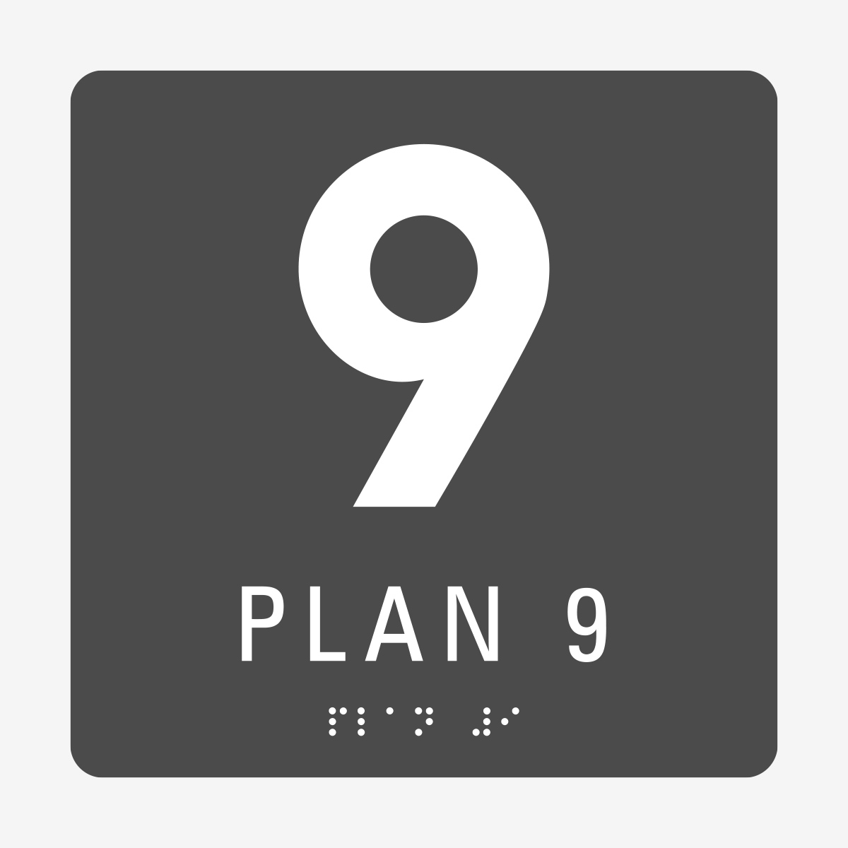 Plan 9, grå med vit text