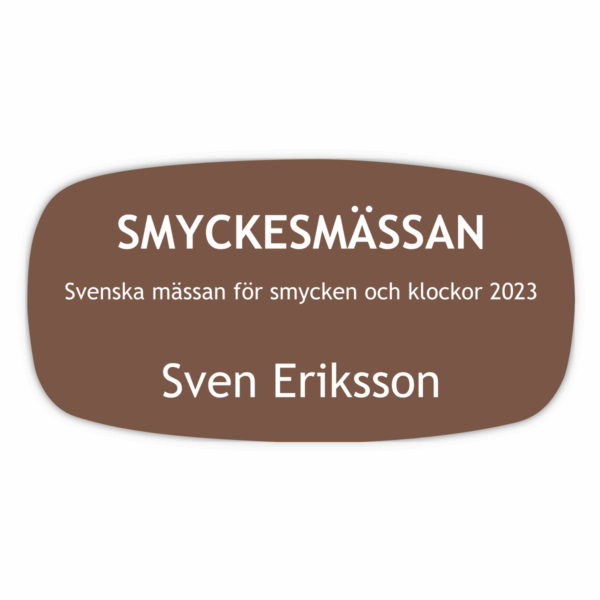 Namnskylt Brun med vit text