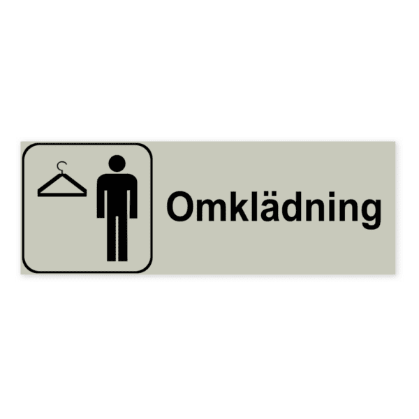 Omklädning för herr-skylten har storleken 225x80mm och tillverkas i materialet Natureloxerad aluminium 1mm. Denna standardskylt kan anpassas så att du kan skapa din egen version av skylten.